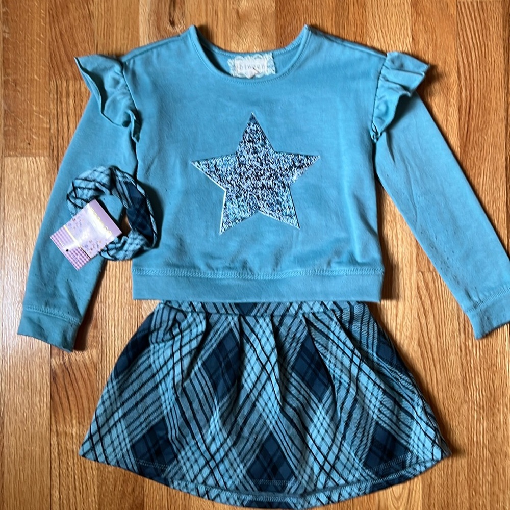 Toddler Sweatee/skirt/scrunchie combo